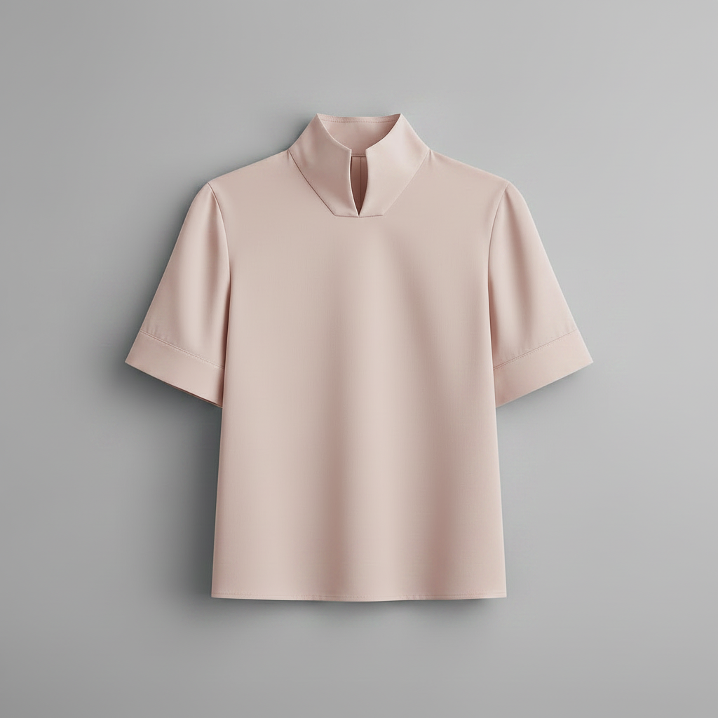 Minimalistisk Strukturert Bluse med Stativkrage | Damebluse