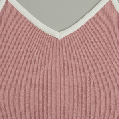 Fargeblokkert Rosa Minikjole | Ermeløs Vintage Stil