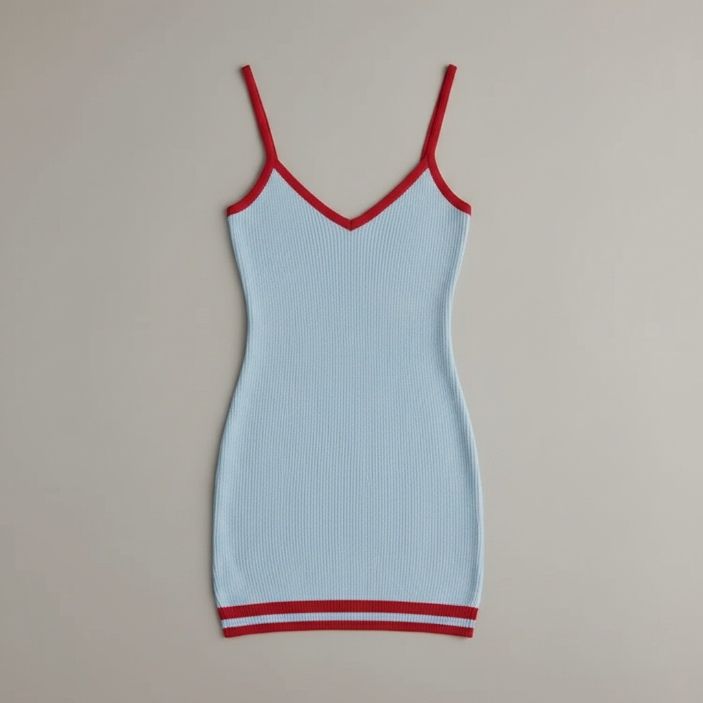 Fargeblokkert Rosa Minikjole | Ermeløs Vintage Stil