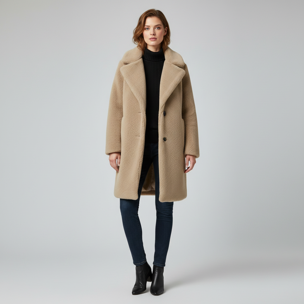 Teddy Coat Rita | Dame Kåpe i Mykt Teddystoff