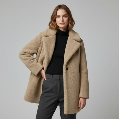 Teddy Coat Rita | Dame Kåpe i Mykt Teddystoff