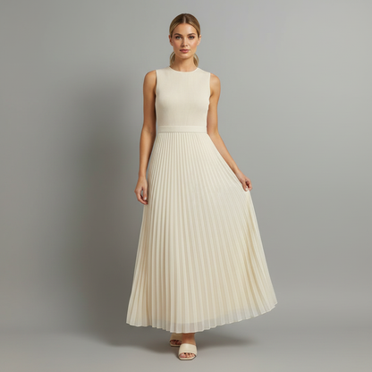 Kremfarget Maxikjole Dame | Elegant Chiffon Kjole