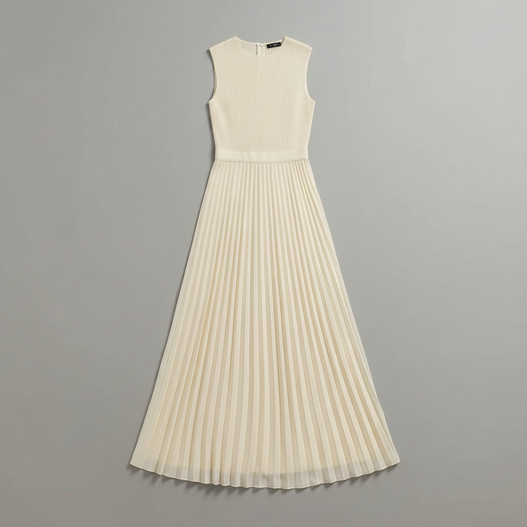 Kremfarget Maxikjole Dame | Elegant Chiffon Kjole