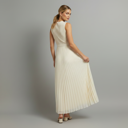 Kremfarget Maxikjole Dame | Elegant Chiffon Kjole
