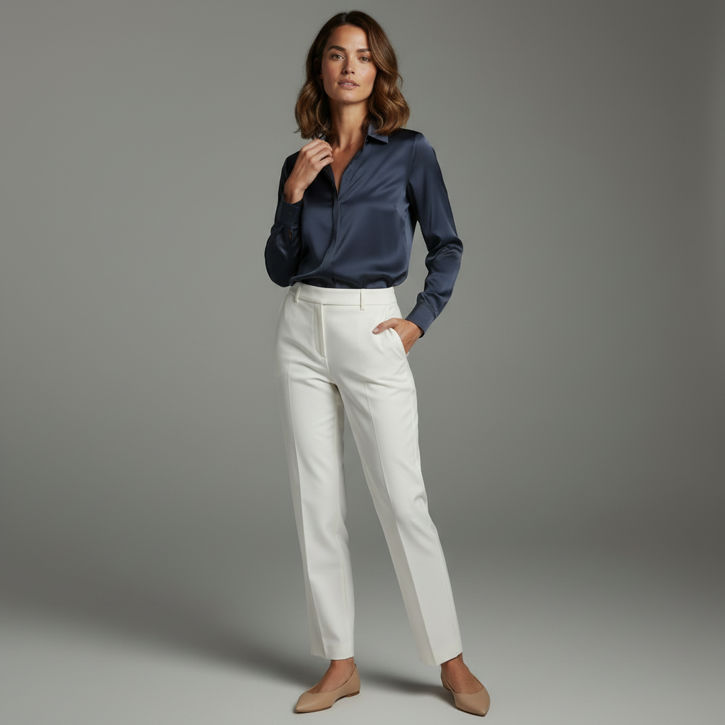 Satengbluse Dame Hvit | Elegant og Komfortabel Topp