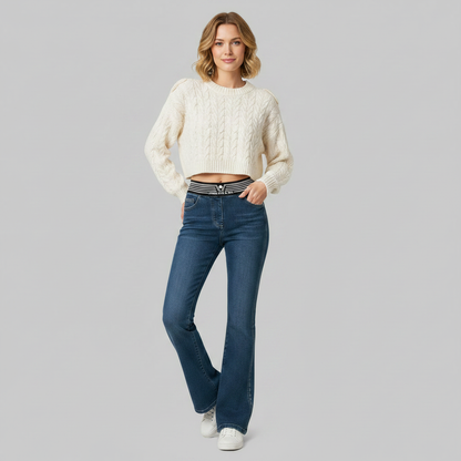 Høyt Midje Jeans Alicia | Dame Slim Fit Utsvingte Ben