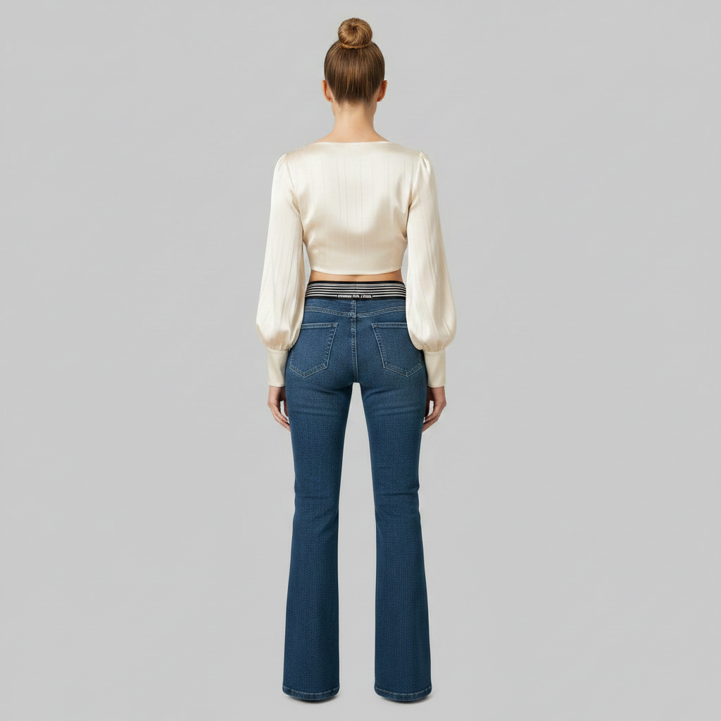 Høyt Midje Jeans Alicia | Dame Slim Fit Utsvingte Ben
