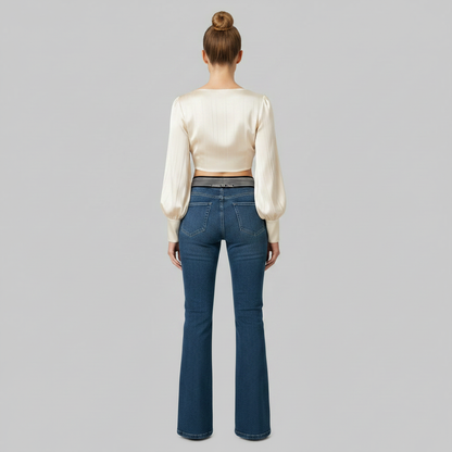 Høyt Midje Jeans Alicia | Dame Slim Fit Utsvingte Ben