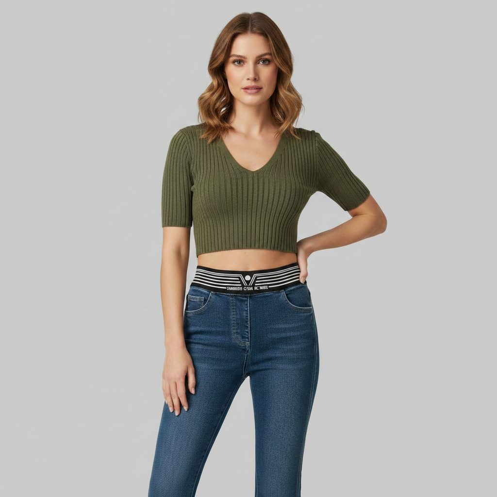 Høyt Midje Jeans Alicia | Dame Slim Fit Utsvingte Ben