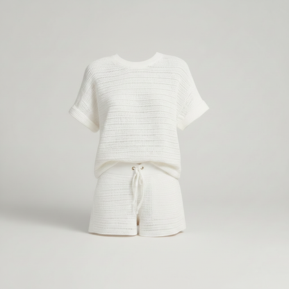 Hulstrikket Kortermet Shortsdress | Uformell Ferieklær