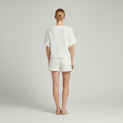 Hulstrikket Kortermet Shortsdress | Uformell Ferieklær