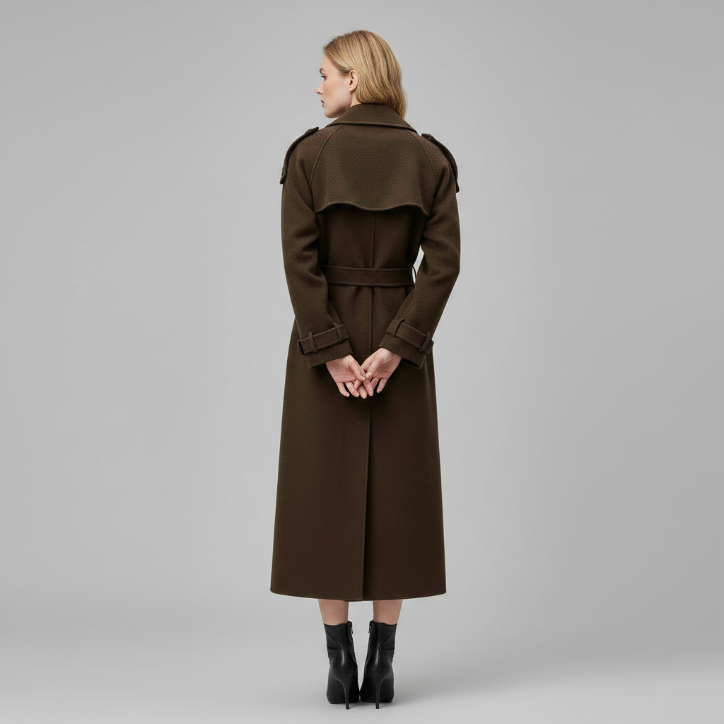Maxi Kåpe Med Midjebelte | Elegant Ullkåpe Dame