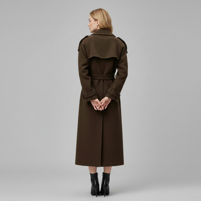 Maxi Kåpe Med Midjebelte | Elegant Ullkåpe Dame