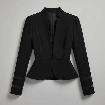 Peplum Blazer med Strukturert Skulder | Slim Fit Damejakke