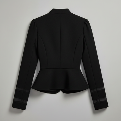 Peplum Blazer med Strukturert Skulder | Slim Fit Damejakke