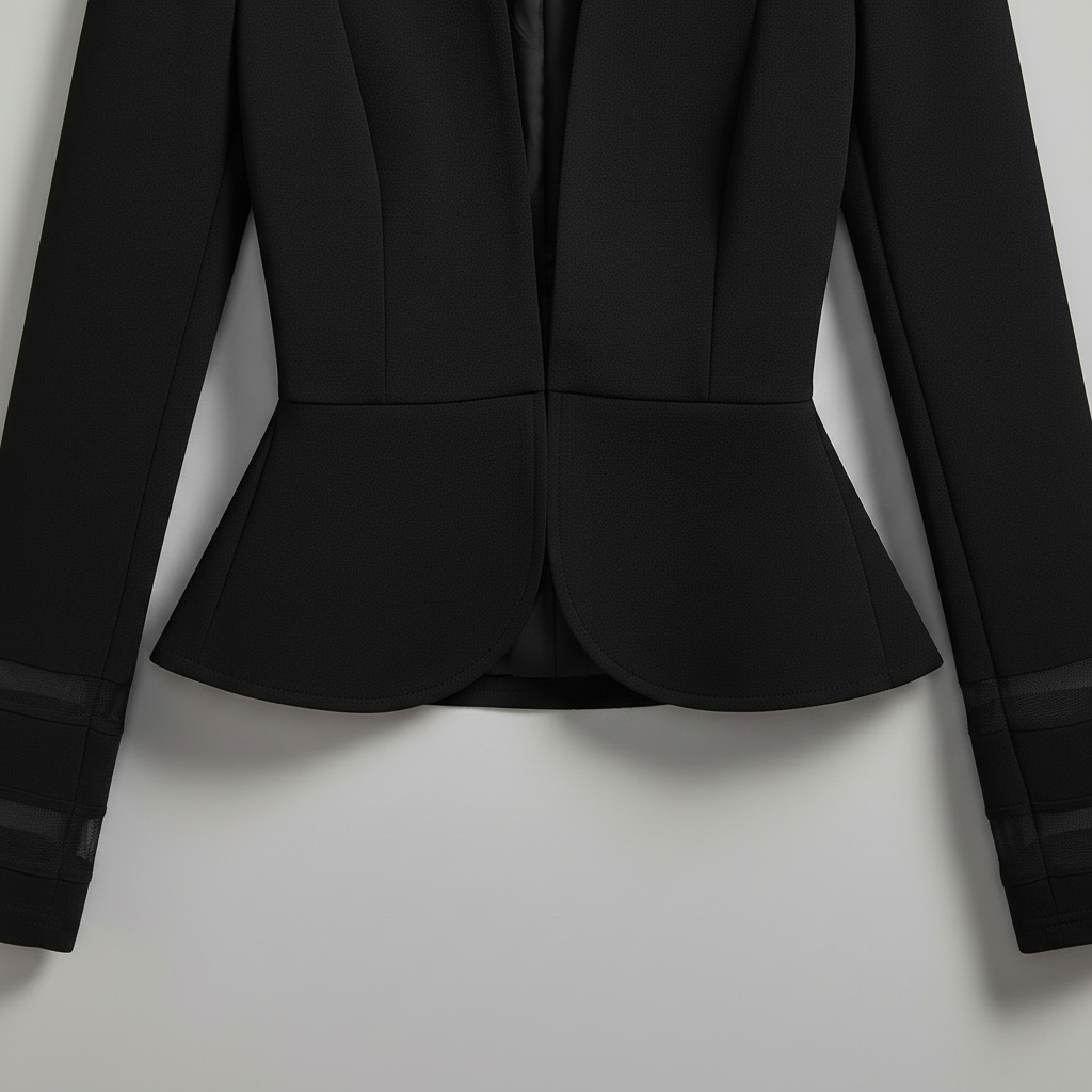 Peplum Blazer med Strukturert Skulder | Slim Fit Damejakke