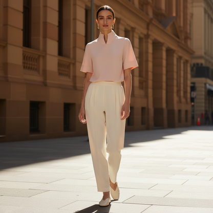 Minimalistisk Strukturert Bluse med Stativkrage | Damebluse