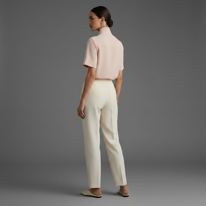 Minimalistisk Strukturert Bluse med Stativkrage | Damebluse