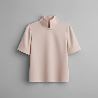 Minimalistisk Strukturert Bluse med Stativkrage | Damebluse