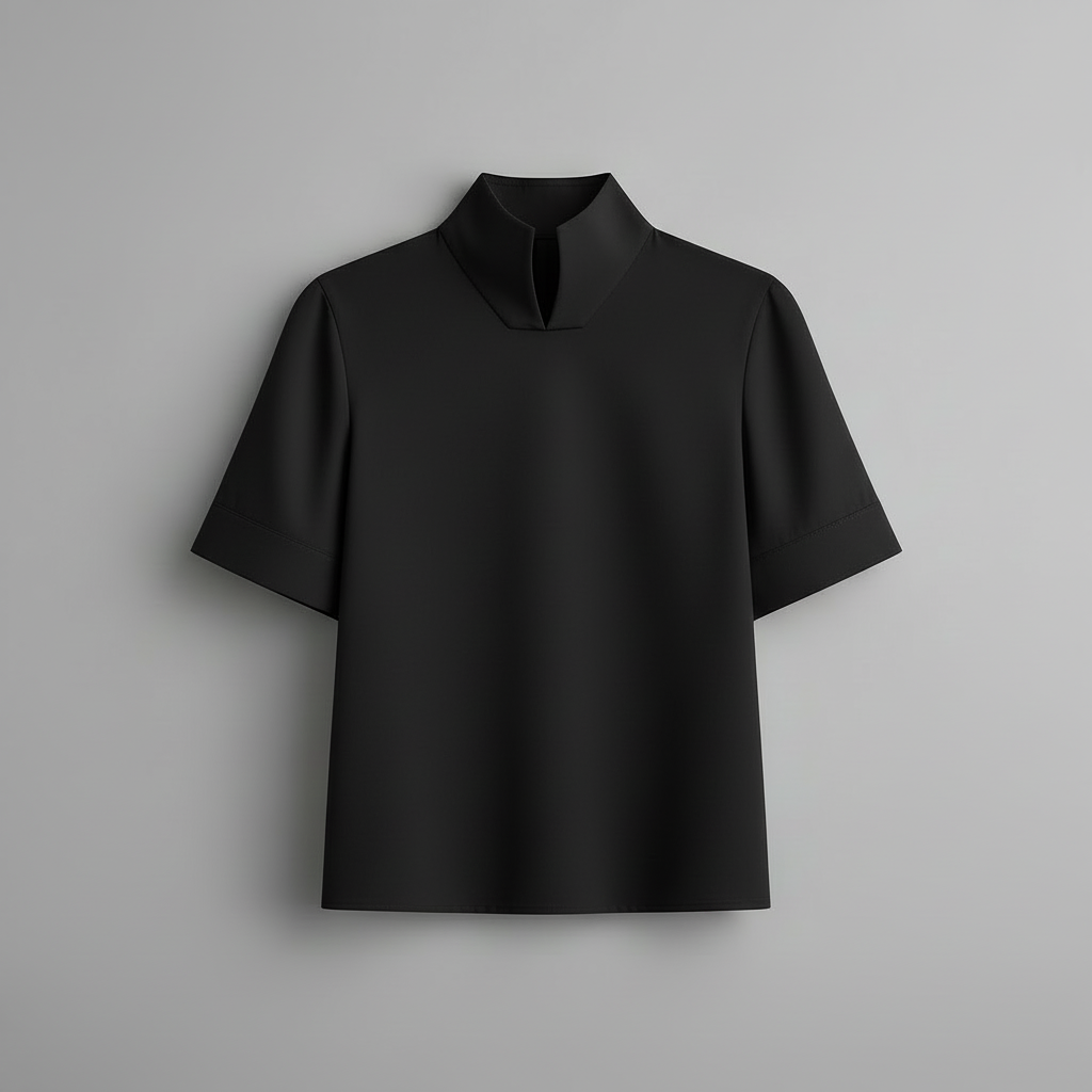 Minimalistisk Strukturert Bluse med Stativkrage | Damebluse