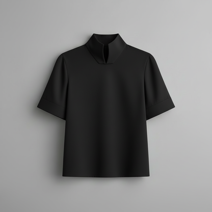 Minimalistisk Strukturert Bluse med Stativkrage | Damebluse