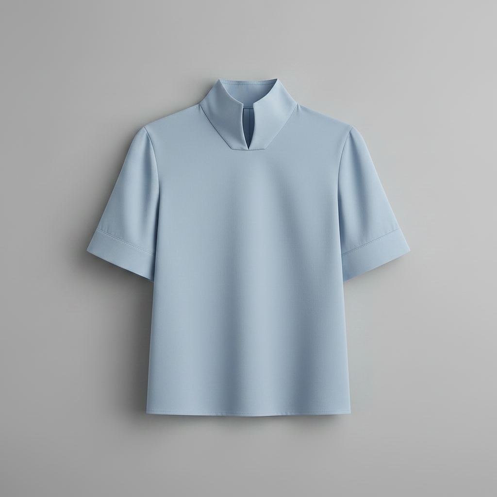 Minimalistisk Strukturert Bluse med Stativkrage | Damebluse