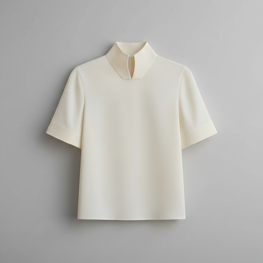 Minimalistisk Strukturert Bluse med Stativkrage | Damebluse