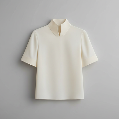 Minimalistisk Strukturert Bluse med Stativkrage | Damebluse