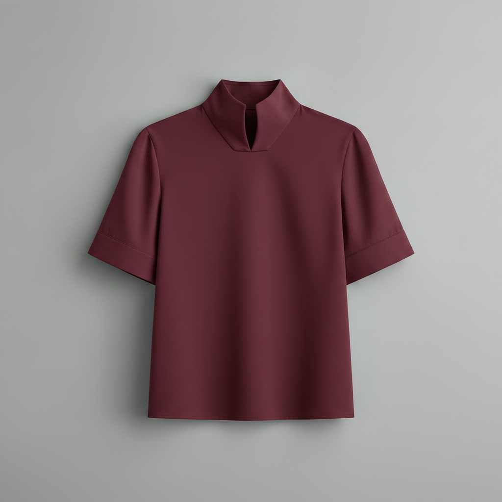Minimalistisk Strukturert Bluse med Stativkrage | Damebluse