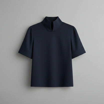 Minimalistisk Strukturert Bluse med Stativkrage | Damebluse