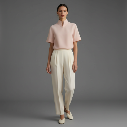 Minimalistisk Strukturert Bluse med Stativkrage | Damebluse