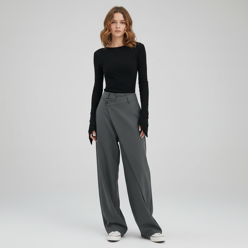 Emma Baggy Bukser Dame | Asymmetrisk Design og Komfort