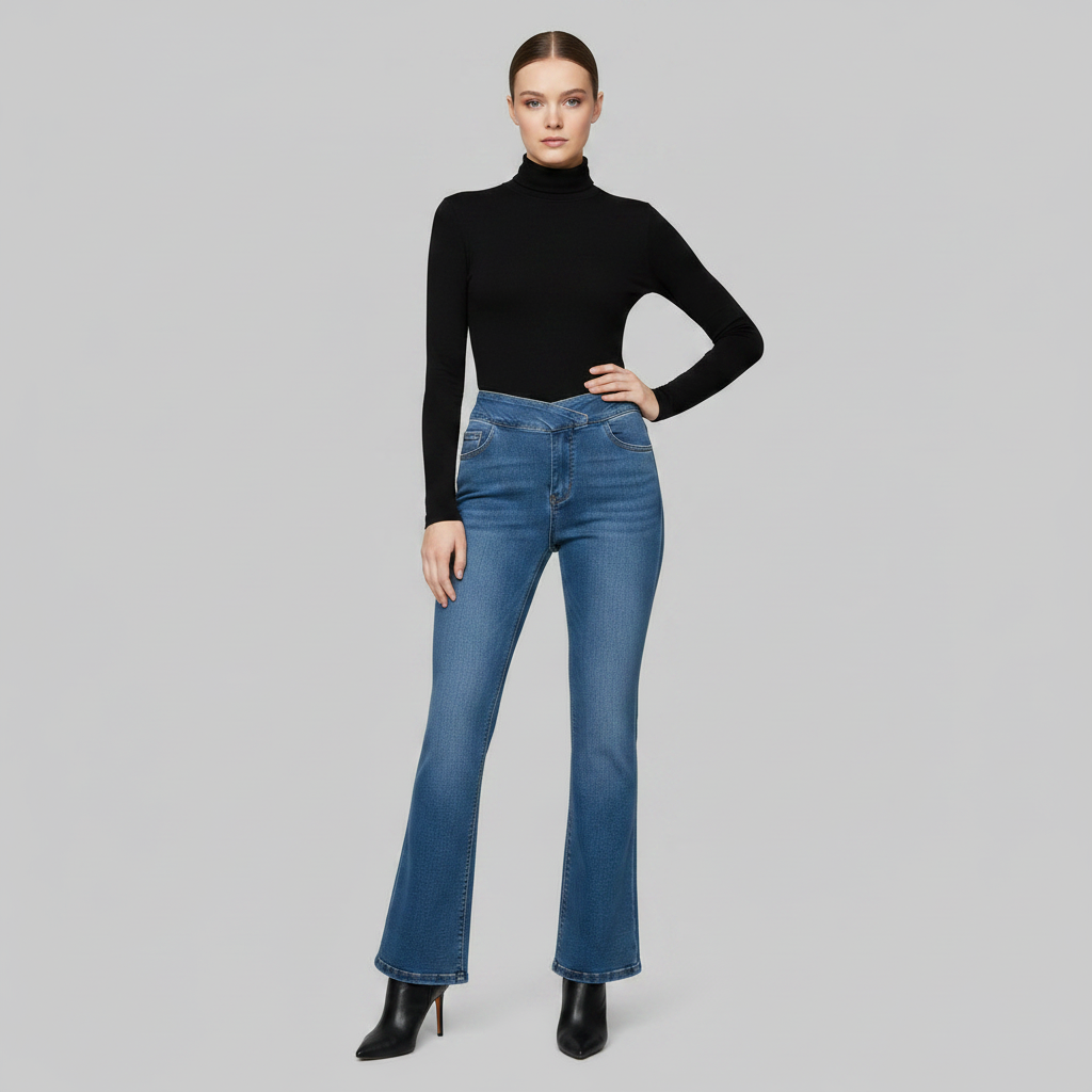 Helena Stretchjeans | Høyt Liv med Utsvingte Ben for Kvinner