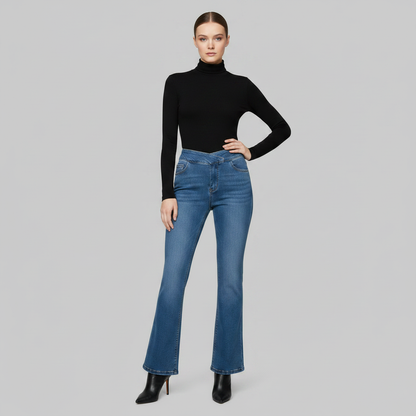 Helena Stretchjeans | Høyt Liv med Utsvingte Ben for Kvinner