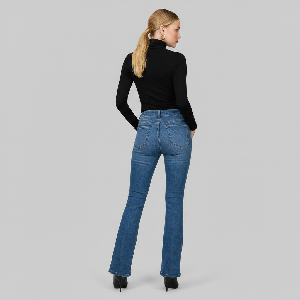 Helena Stretchjeans | Høyt Liv med Utsvingte Ben for Kvinner